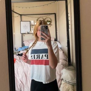 Brandy Melville John Galt “Paris” Cropped Shirt